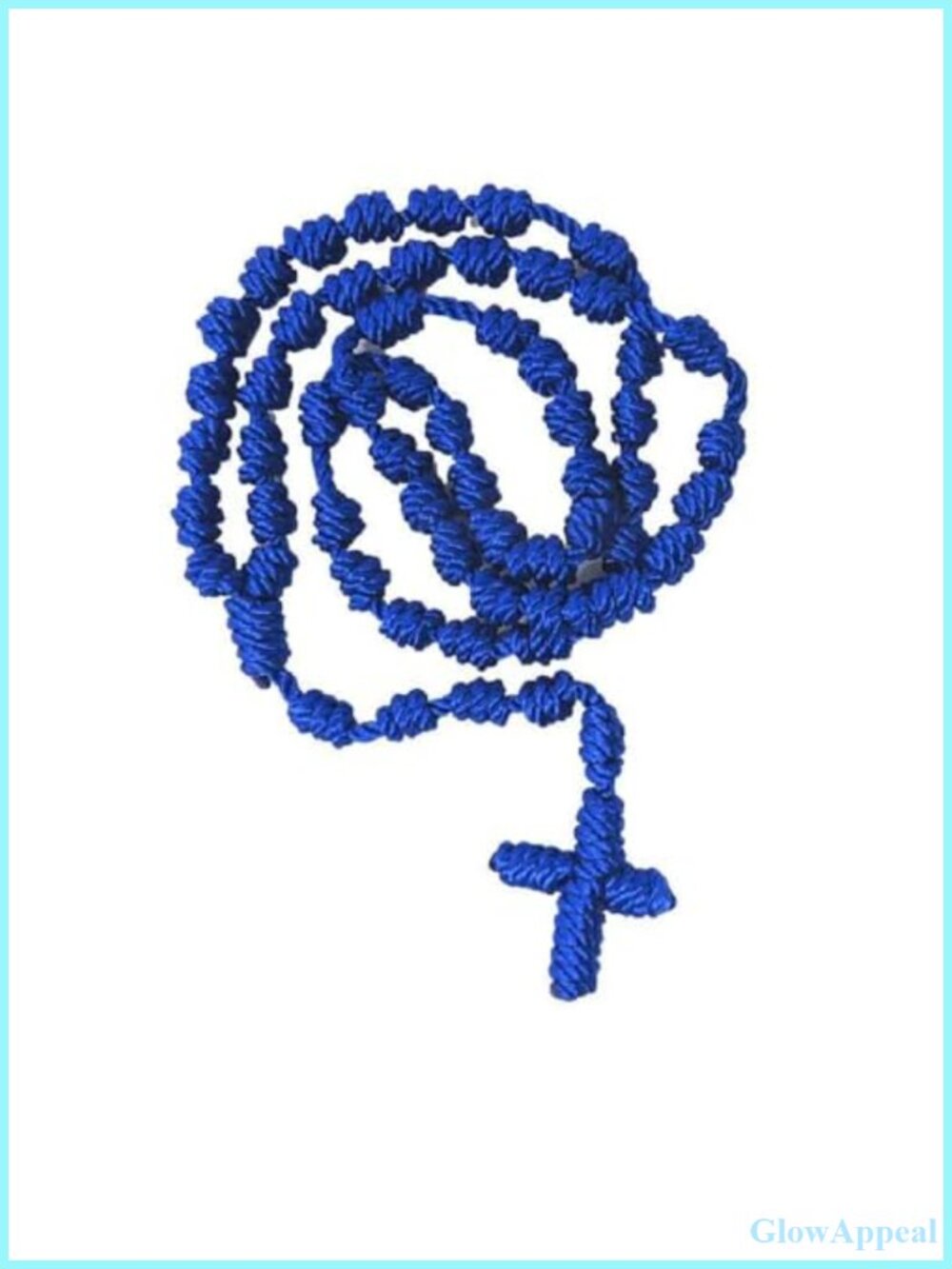 Handmade Rosary Cross Pendant Necklace Braided Knotted Cord Adjustable